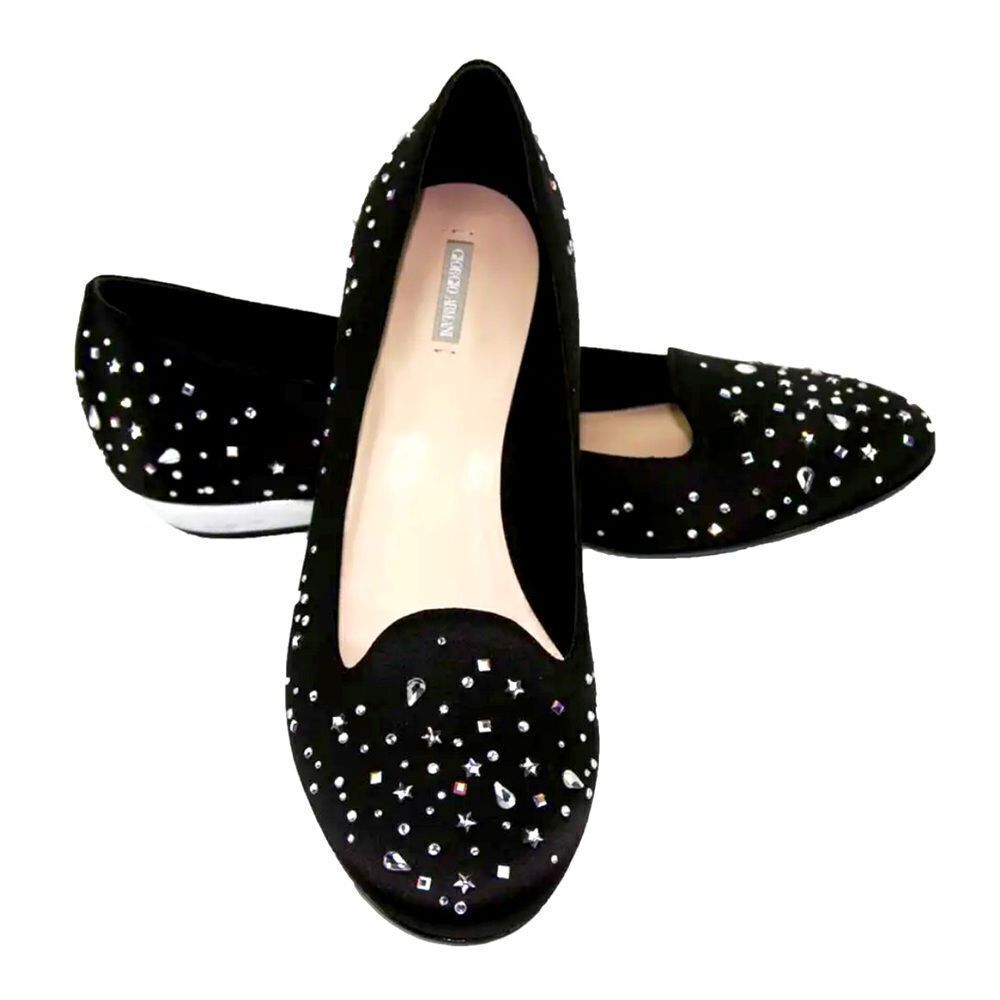 GIORGIO ARMANI Swarovski Crystals Ballerina Slippers Flat Shoes It 39.5